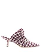 Matchesfashion.com Midnight 00 - Crystal Moon Checked Cotton Mules - Womens - Burgundy White