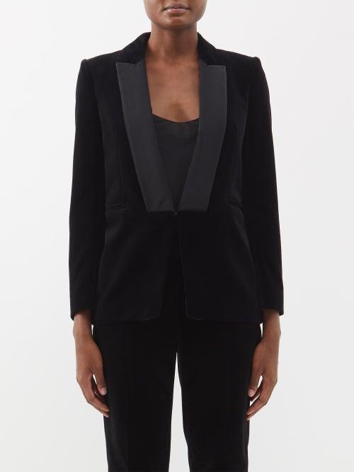 Cefinn - Jules Satin-lapel Velvet Tuxedo Jacket - Womens - Black