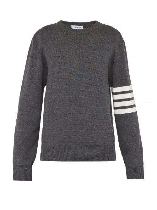 Matchesfashion.com Thom Browne - Striped Cotton Sweater - Mens - Grey
