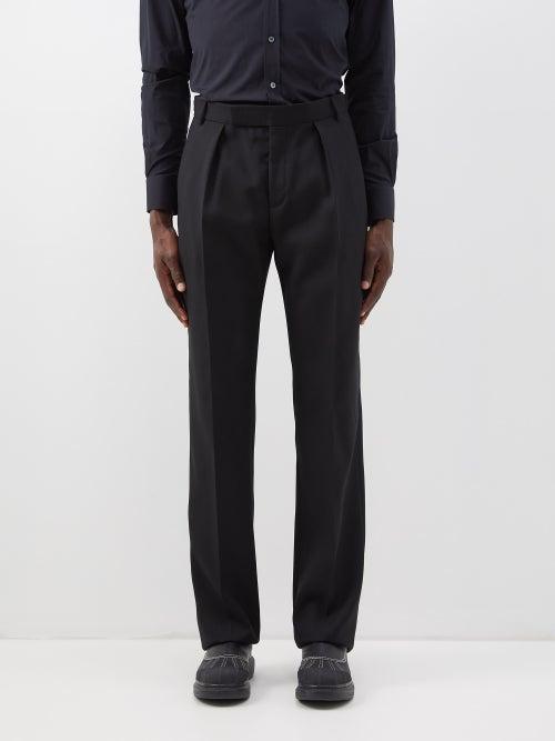 Alexander Mcqueen - Pleated Wool-gabardine Trousers - Mens - Black