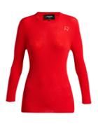 Matchesfashion.com Rochas - Logo Appliqu Ribbed Cotton Sweater - Womens - Red