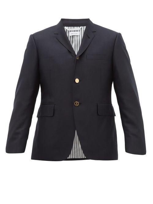 Matchesfashion.com Thom Browne - Single Breasted Woollen Twill Blazer - Mens - Navy