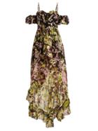 Matchesfashion.com Dundas - Off The Shoulder Silk Devor Gown - Womens - Black Multi