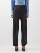 Victoria Beckham - Pleat-front Wool-crepe Tailored Trousers - Womens - Black