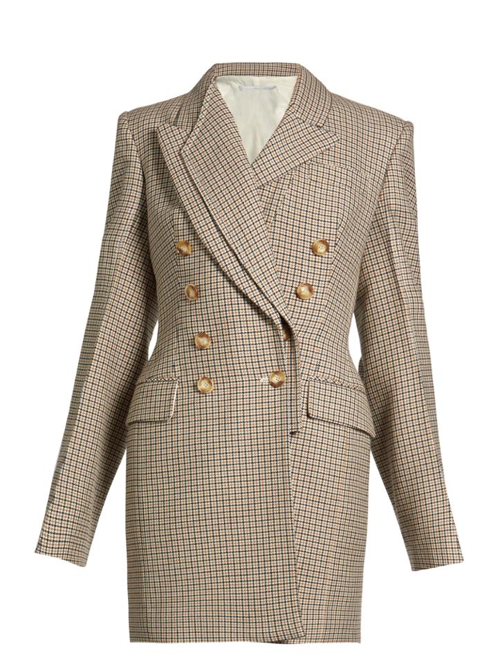 Stella Mccartney Cass Double-breasted Hound's-tooth Checked Dress
