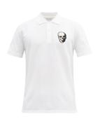 Matchesfashion.com Alexander Mcqueen - Skull-appliqu Cotton-piqu Polo Shirt - Mens - White