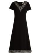 Matchesfashion.com Goat - Glam Faux Pearl And Crystal Wool Crepe Dress - Womens - Black