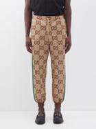 Gucci - Jumbo-gg Web-stripe Jersey Track Pants - Mens - Beige Brown