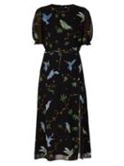 Matchesfashion.com Altuzarra - Gormann Bird Print Chiffon Midi Dress - Womens - Black Print