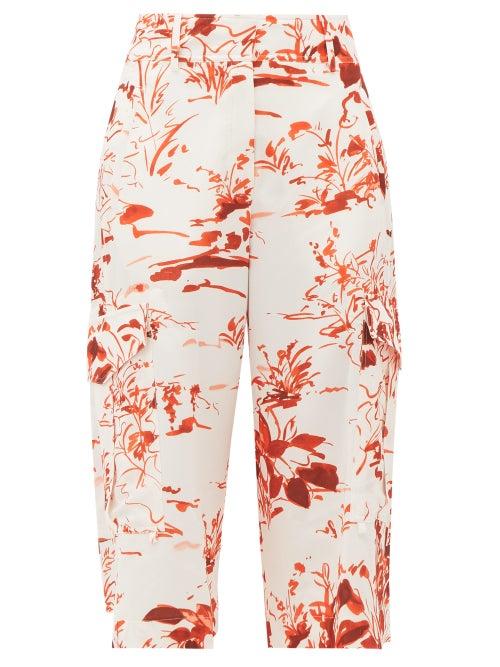Matchesfashion.com Sies Marjan - Sidney Watercolour-print Crepe Shorts - Womens - Orange Print