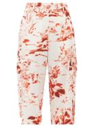 Matchesfashion.com Sies Marjan - Sidney Watercolour-print Crepe Shorts - Womens - Orange Print