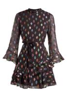 Matchesfashion.com Saloni - Marissa Metallic Silk Blend Dress - Womens - Black Multi