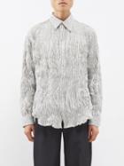Martine Rose - Logo-embroidered Creased Striped Shirt - Mens - Khaki Black