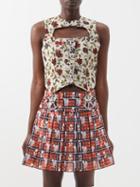 Chopova Lowena - Nose Floral-jacquard Cotton Vest - Womens - White Multi