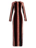 Matchesfashion.com Gabriela Hearst - Veria Striped Velvet Dress - Womens - Burgundy Stripe