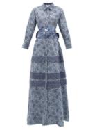 Matchesfashion.com Evi Grintela - Menara Floral-print Cotton Shirt Dress - Womens - Blue Print