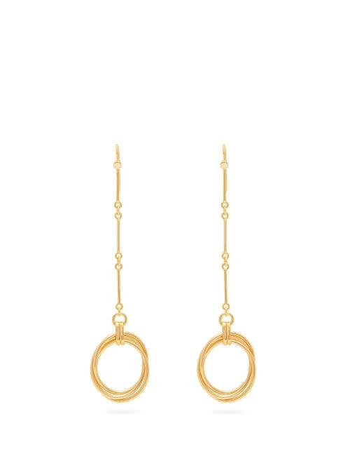 Matchesfashion.com Joelle Kharrat - Equilibriste Gold Plated Oval Drop Earrings - Womens - Gold