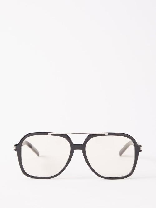 Saint Laurent Eyewear - Aviator Acetate Sunglasses - Womens - Black Yellow
