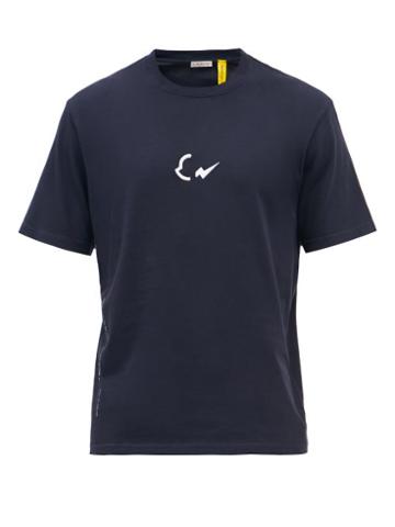 7 Moncler Fragment Hiroshi Fujiwara - Logo-print Cotton-jersey T-shirt - Mens - Navy