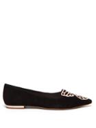 Matchesfashion.com Sophia Webster - Butterfly Suede Flats - Womens - Black Gold