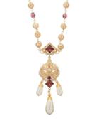 Matchesfashion.com Dolce & Gabbana - Crystal And Faux Pearl Embellished Drop Necklace - Womens - Purple