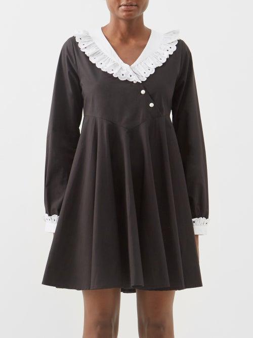 Batsheva - Harper Broderie-collar Cotton Mini Dress - Womens - White