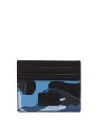 Matchesfashion.com Valentino - Camouflage Print Leather Cardholder - Mens - Blue Multi