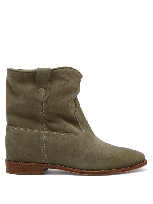 Ladies Shoes Isabel Marant - Crisi Suede Ankle Boots - Womens - Beige