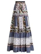 Matchesfashion.com Erdem - Sigrid Floral Print Cotton Skirt - Womens - White Print