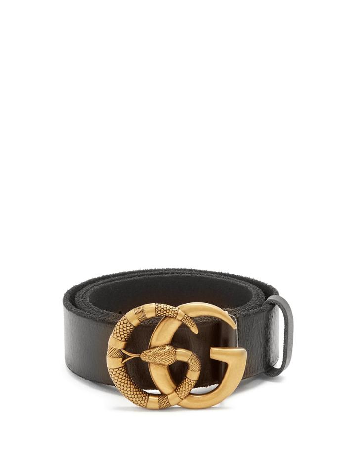 Gucci Gg Snake-buckle Leather Belt