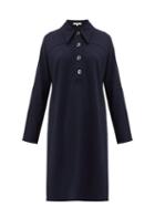 Matchesfashion.com Tibi - Bond Stretch Knit Shirtdress - Womens - Navy