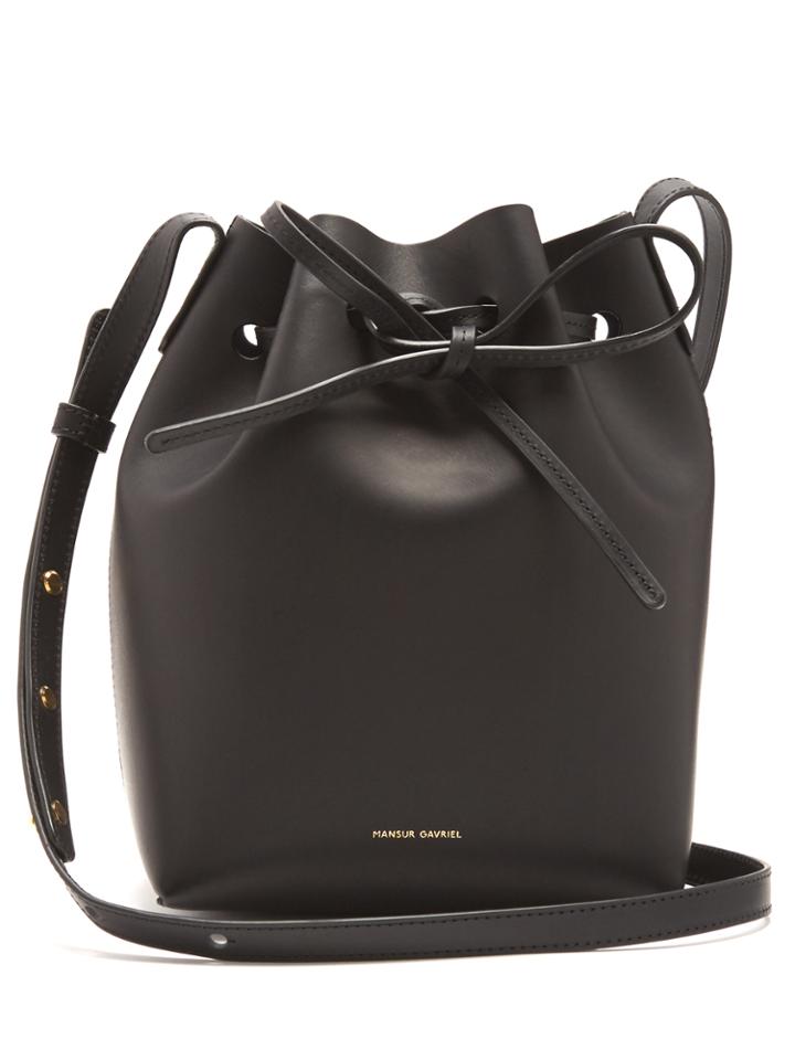 Mansur Gavriel Navy-lined Mini Leather Bucket Bag