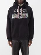 Gucci - Logo-print Cotton-jersey Hoodie - Mens - Black Multi
