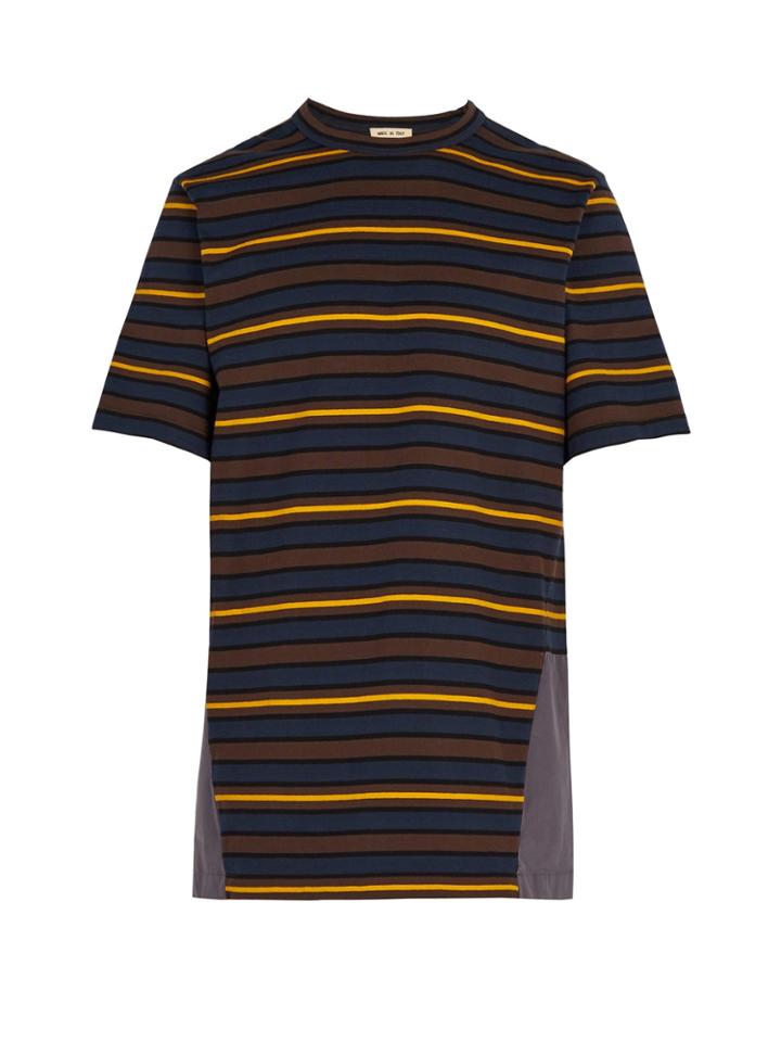 Marni Striped Contrast-panel Cotton T-shirt