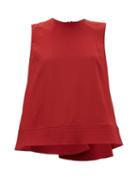 Matchesfashion.com Roksanda - Leya Quilted Hem Silk Georgette Trapeze Blouse - Womens - Red