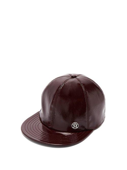 Matchesfashion.com Maison Michel - Hailey Patent Cotton Cap - Womens - Burgundy