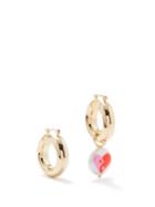 Joolz By Martha Calvo - Heart Yin Yang Mismatched Gold-plated Earrings - Womens - Pink Multi