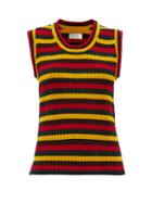 Wales Bonner - Brixton Striped Ribbed-knit Cotton Sleeveless Top - Womens - Red Stripe