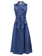 Matchesfashion.com Evi Grintela - Sahara Cotton-chambray Maxi-length Shirtdress - Womens - Blue