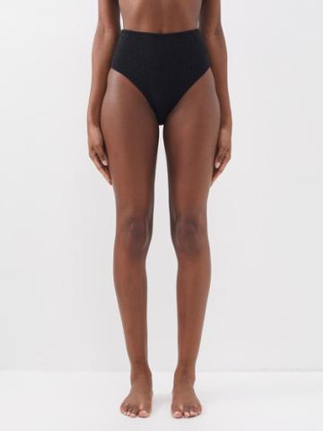 Toteme - High-rise Smocked Bikini Briefs - Womens - Black