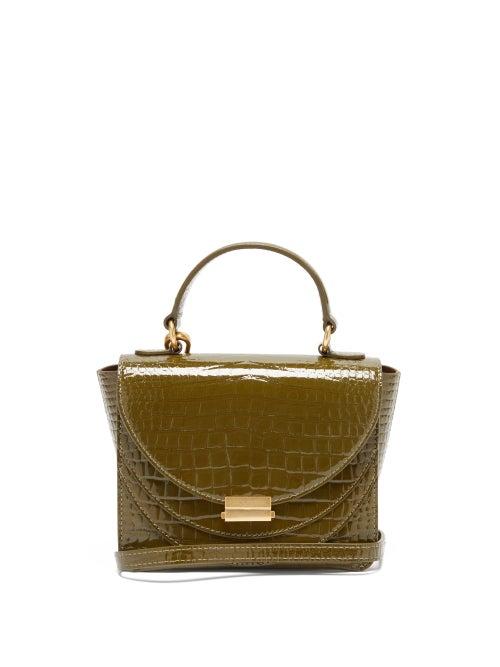 Matchesfashion.com Wandler - Luna Mini Crocodile Effect Leather Cross Body Bag - Womens - Khaki