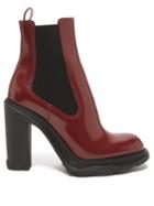 Alexander Mcqueen - Tread-sole Patent-leather Ankle Boots - Womens - Burgundy