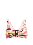 Matchesfashion.com Emilio Pucci - Logo-button Printed Bikini Top - Womens - Pink Print