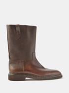 John Lobb - Ellon Grained-leather Boots - Mens - Dark Brown