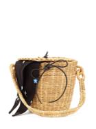 Muuñ Lou Floral-print And Woven-straw Bucket Bag