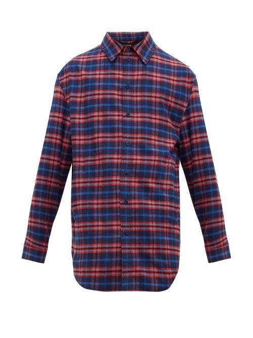 Matchesfashion.com Balenciaga - Checked Cotton Flannel Shirt - Mens - Blue Multi