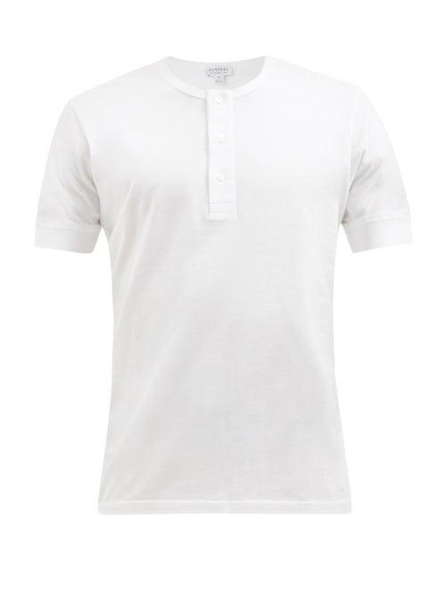 Sunspel - Cotton-jersey Henley Top - Mens - White