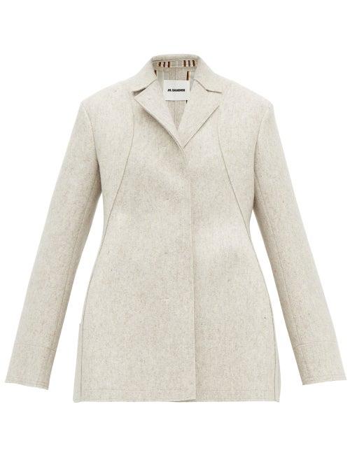 Matchesfashion.com Jil Sander - Single Breasted Wool Blend Peacoat - Womens - Light Grey