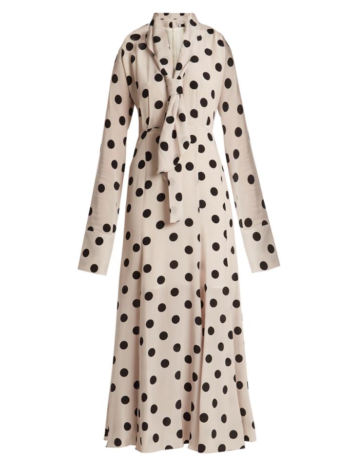 Natasha Zinko Tie-neck Polka-dot Silk Dress