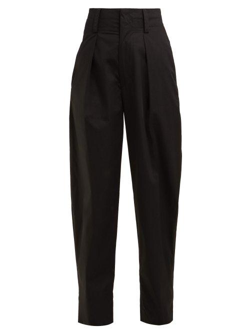 Matchesfashion.com Isabel Marant Toile - Odrys High Rise Cotton Trousers - Womens - Black